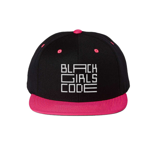 Flat Brim Logo Hat - Black/Pink