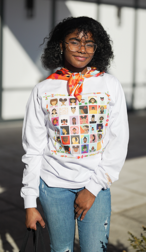 Coded By The Culture" Mosaic Longsleeve Tee - Whiteout