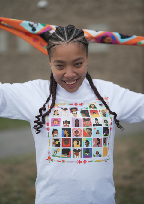Coded By The Culture" Mosaic Longsleeve Tee - Whiteout